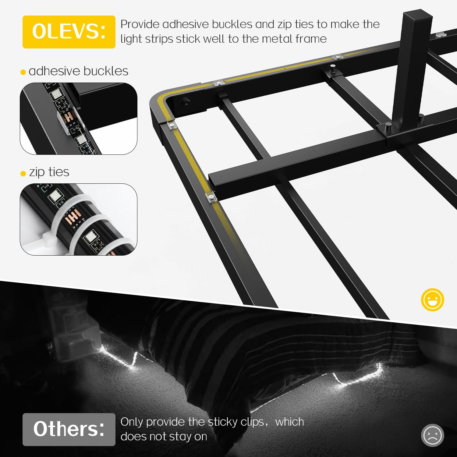 OLEVS Floating Bed Frame Full Size with Smart LED Lights and Charging Station - Modern Metal Platform Bed, Easy Assembly No Box Spring Needed