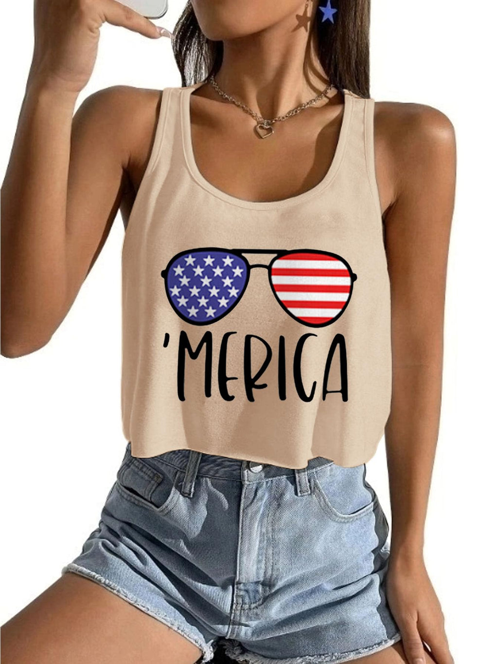 Women's Red White and Blue Shirts Patriotic Tops American Flag Graphic Crop Tops for Teen Girls