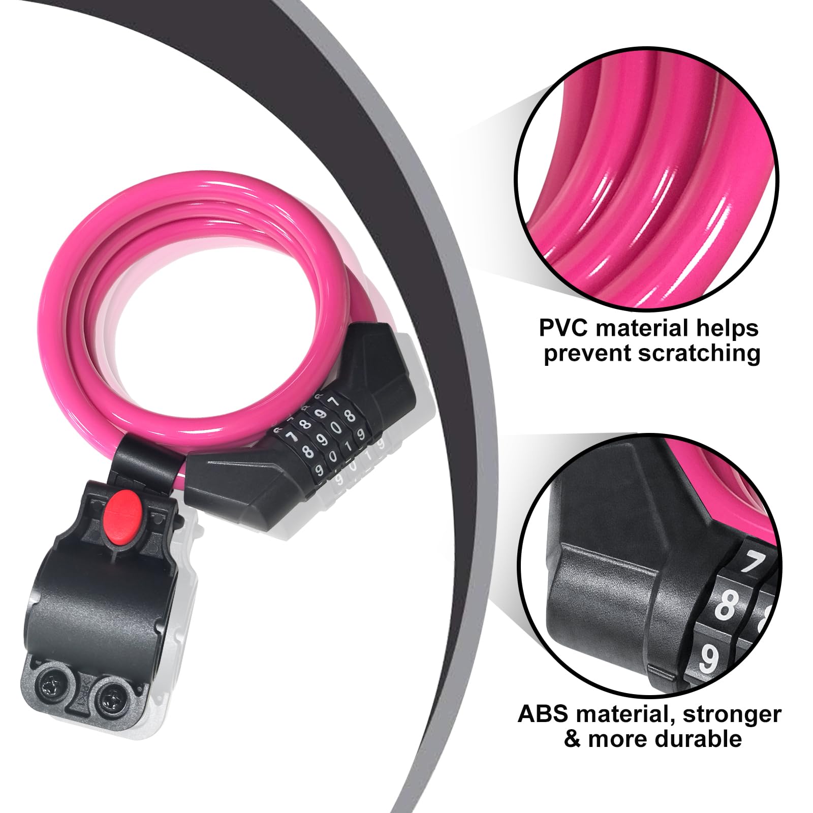 NDakter Bike Lock Cable,High Security 4 Digit Resettable Bike Lock Combination Coiling Bicycle Lock with Mounting Bracket,3/6FT Anti-Theft Cable for Bicycle,Scooter,Ebikes,Door,2/5 Inch Diameter(10mm)
