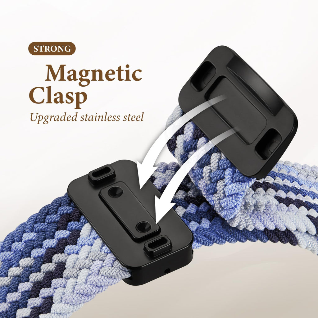 Braided Stretchy Bands with Magnetic Clasp Compatible for Apple Watch Band 38mm 40mm 41mm 42mm 44mm 45mm 46mm 49mm Women Men, Nylon Sport Solo Loop for iWatch Series 11 10 9 8 7 6 5 4 3 Ultra 3 2 1 SE