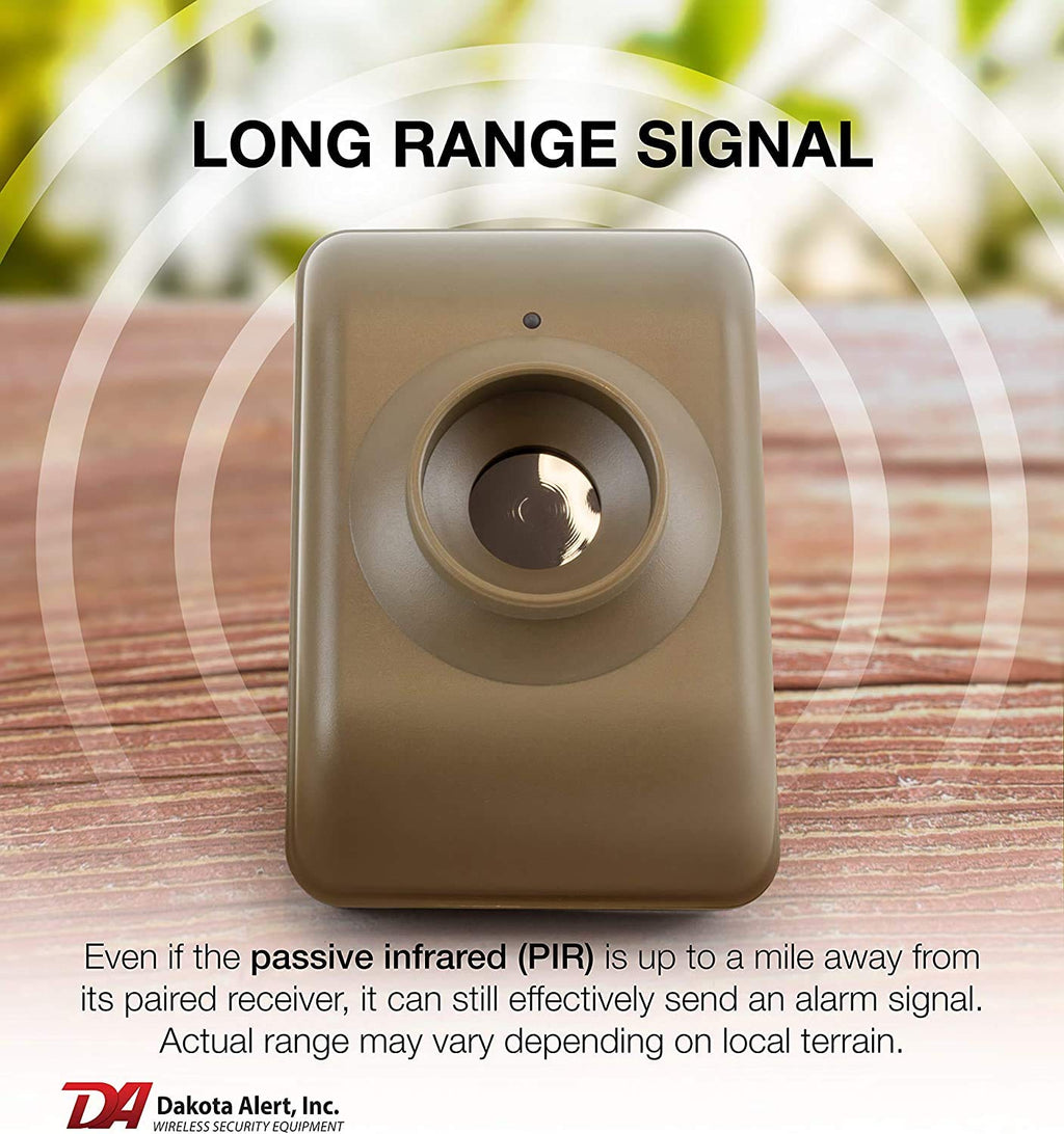 Dakota Alert Long Range Driveway Alarm Motion Detector - DCMA-4k Plus One Mile Wireless Range Alarm System - DCMT-4000 Transmitter & RE-4k Plus Receiver-Use Outdoors, Driveways, Entrances & Backyards