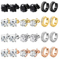 NEWITIN 12 Pairs Stainless Steel Stud Earrings for Men Hypoallergenic Earring Unisex Studs Inlaid Cubic Zirconia Men Earrings Hoop CZ Stud Earring Set for Women