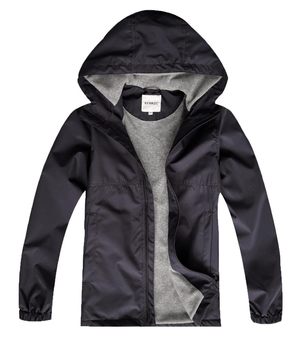 Boys Girls Rain Jackets Waterproof Hooded Fleece Raincoats Lightweight Windbreakers for Kids
