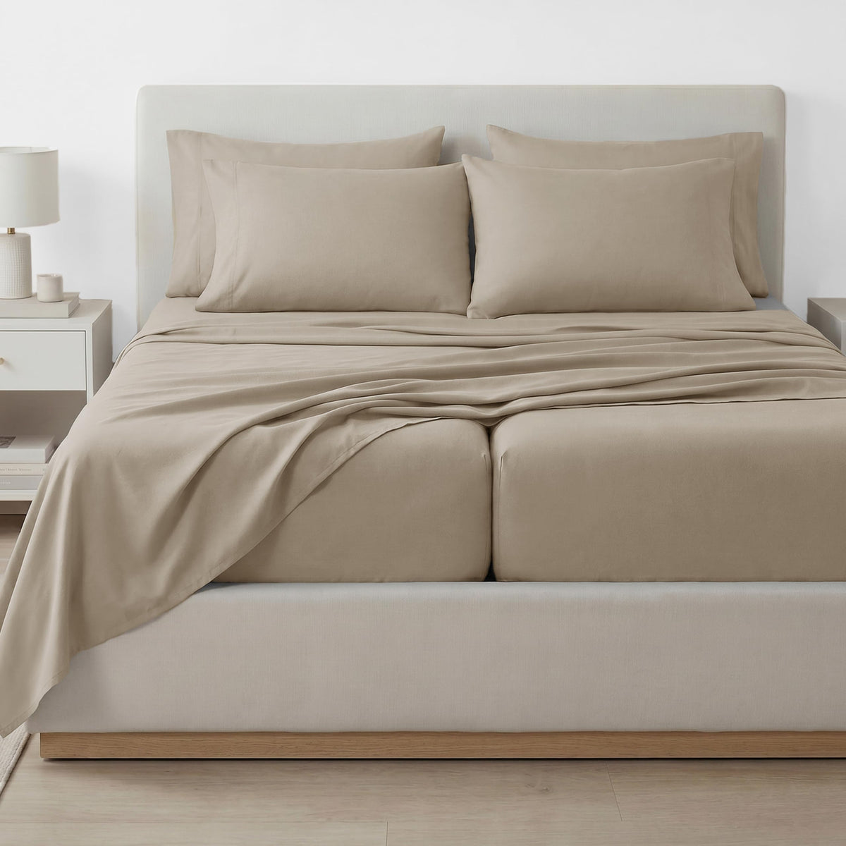 Southshore Fine Living, Inc. 4-Piece, 21-Inch Deep Pocket Twin Sheets Set with Fitted Sheet, Soft Microfiber, Oversized Flat Sheet, 2 Pillow Cases Standard Size, Hotel Collection Twin Bed White Sheets