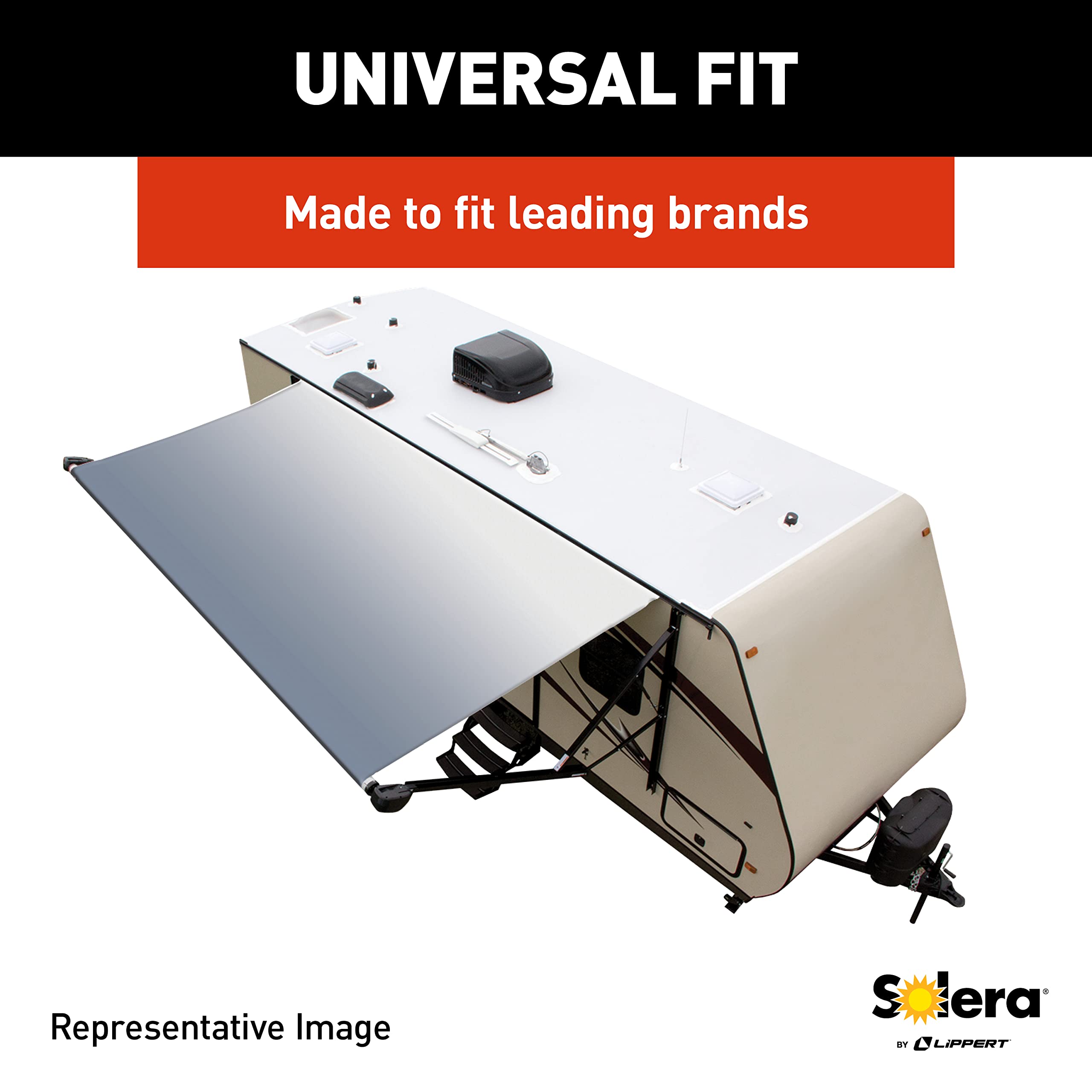 Solera Universal Fit Heavy-Duty Vinyl RV Patio Awning Replacement Fabric Silver Fade 10' Awning (9'4" Fabric)