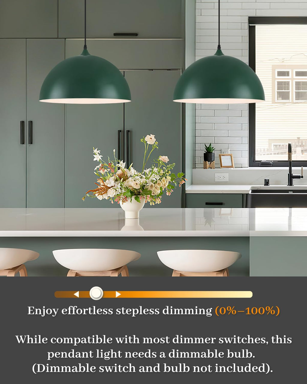White Pendant Lights, 11.8 inch Pendant Lights Kitchen Island, Farmhouse Pendant Light Fixtures (White Inside), Industrial Pendant Lighting for Dining Room, Bedroom, Hallway (1 Pack)