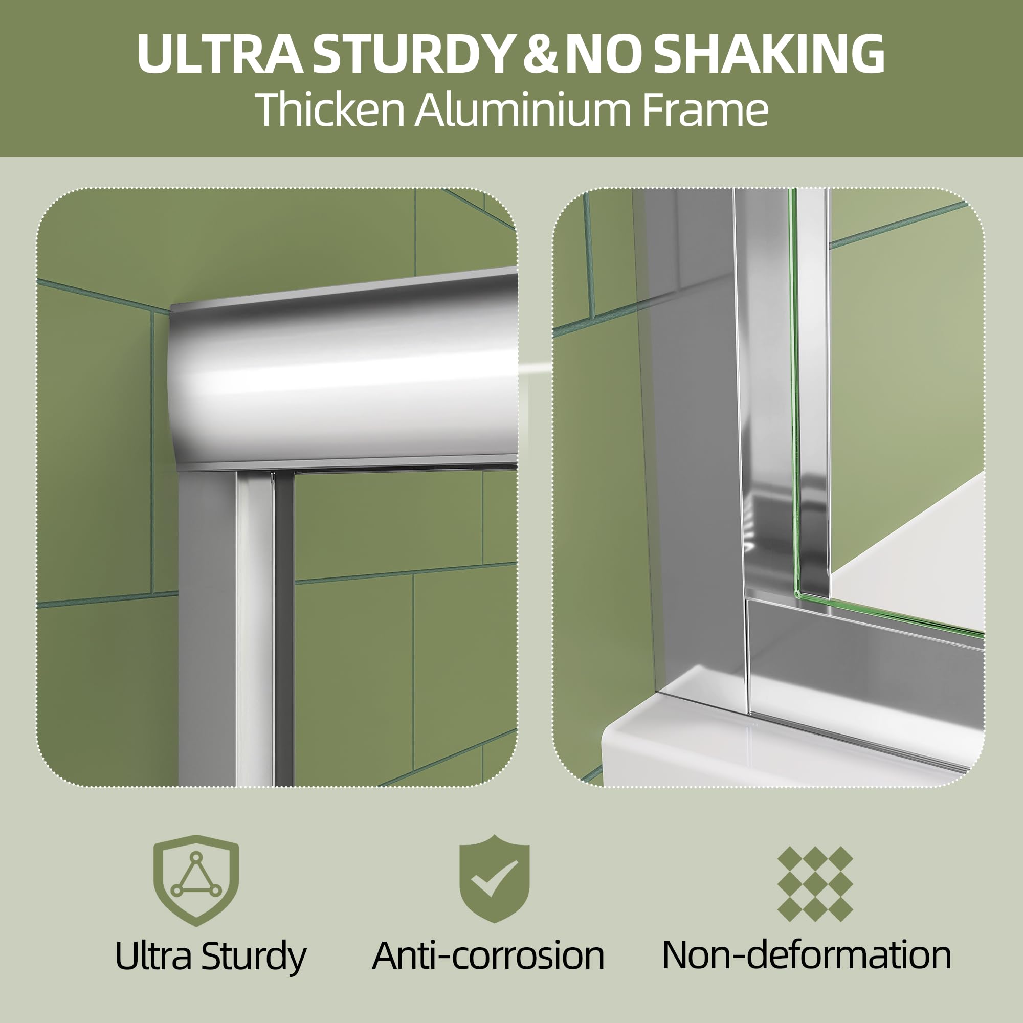 GETPRO Shower Door Sliding 44-48 in. W x 72 in. H Semi-Frameless Bypasss Double Sliding Doors for Shower,1/4 inch Clear Tempered Walk-in Shower Glass Door Brushed Nickel