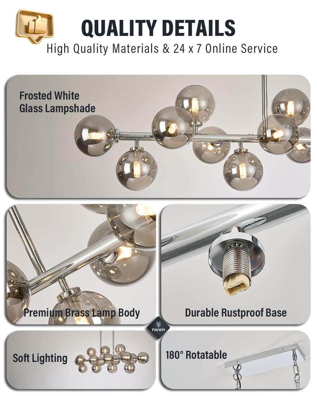 Modern Linear Chandeliers for Dining Room, 8-Light Globe Sputnik Pendant Ceiling Light, Black Dining Room Light Fixture Over Table, Mid Century Glass Milk White Bubble, 31.5 Inch, GC-09