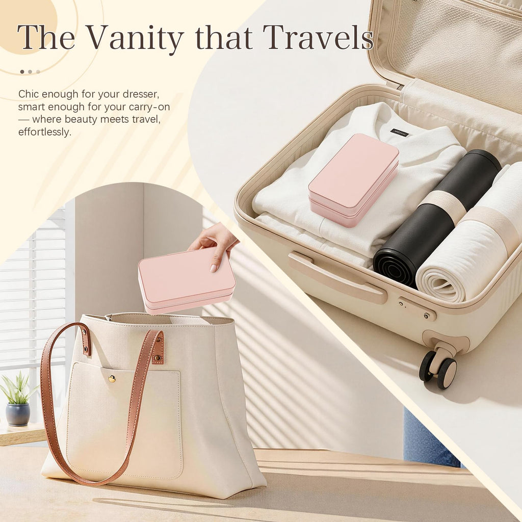 DesignSter Travel Jewelry Box, PU Leather Portable Jewelry Case, Small Jewelry Boxes for Gifts, Travel Jewelry Organizer for Women Rings Earrings Necklaces Bracelets (Avocado Green)