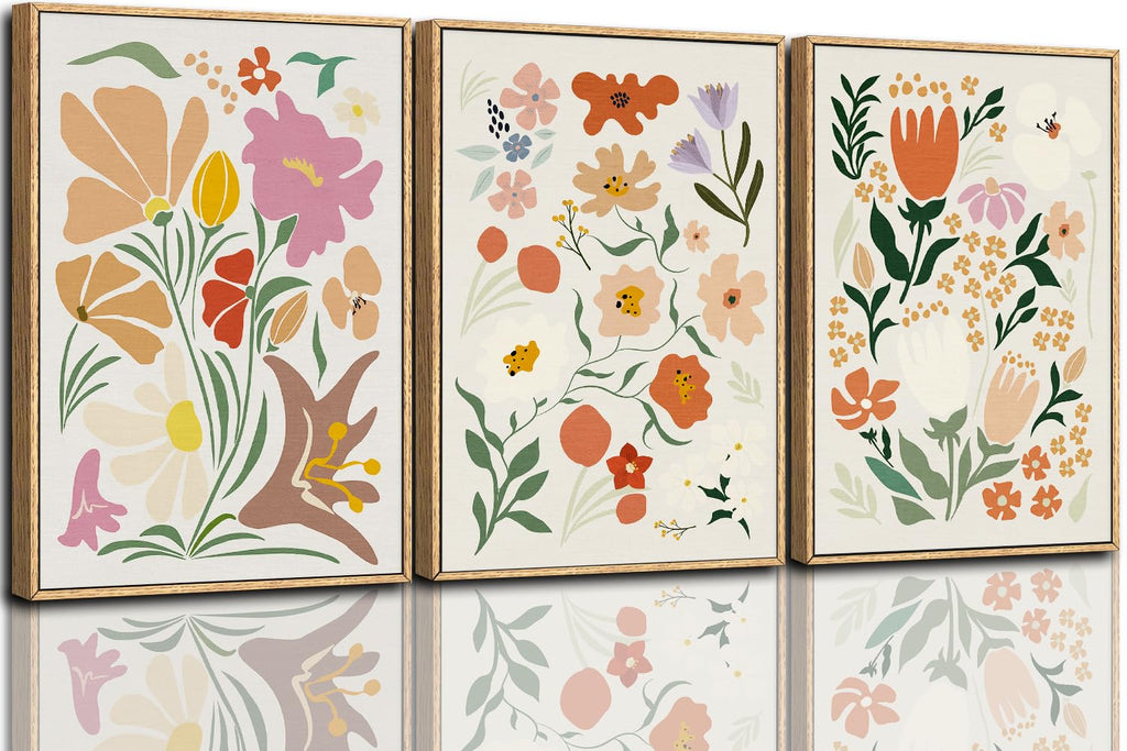 CHDITB Abstract Modern Framed Canvas Wall Art Set, Contemporary Artwork for Home Decor, Neutral Pastel Illustration Wall Painting, Nordic Minimal Zen Art Prints for Living Room Office-16 x24 x3