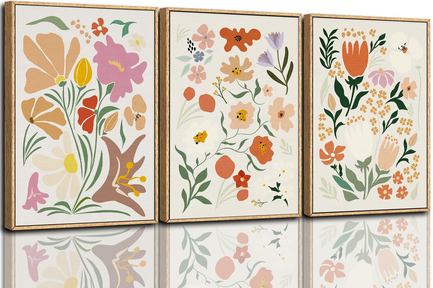 CHDITB Abstract Modern Framed Canvas Wall Art Set, Contemporary Artwork for Home Decor, Neutral Pastel Illustration Wall Painting, Nordic Minimal Zen Art Prints for Living Room Office-16 x24 x3