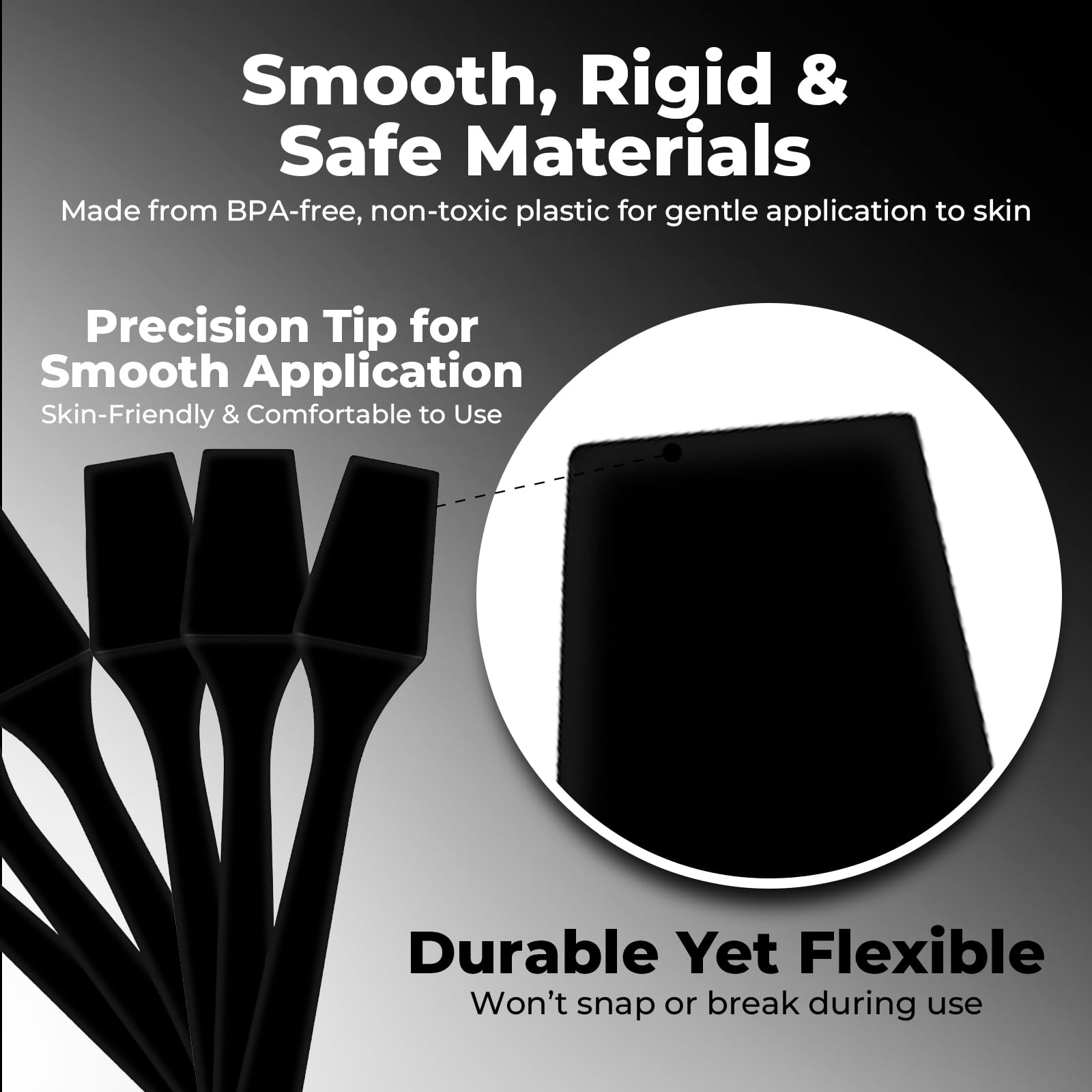 Kopperko Mini Lotion Spatula (2.5", 100 Pack) - Mini Spatula for Cosmetics, Creams & Crafts | Ointment Applicator for Mixing, Skincare, Face Mask | Disposable Lotion Applicator for Face | Black
