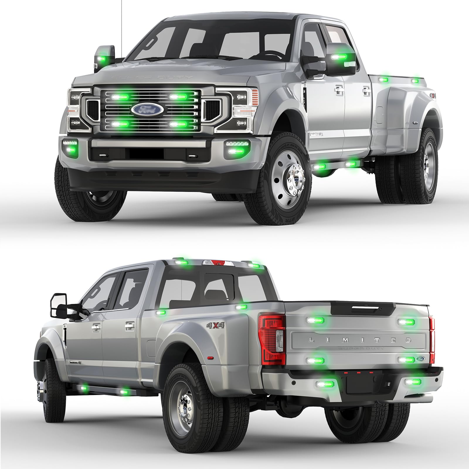8-Pcs 12 LED Sync Feature Emergency Strobe Grille Lights Ultra Slim Surface Mount Hazard Warning Flashing Light Bar for Firefighter/Construction/Police/Trucks/Vehicles/Car/SUV (Amber/White)