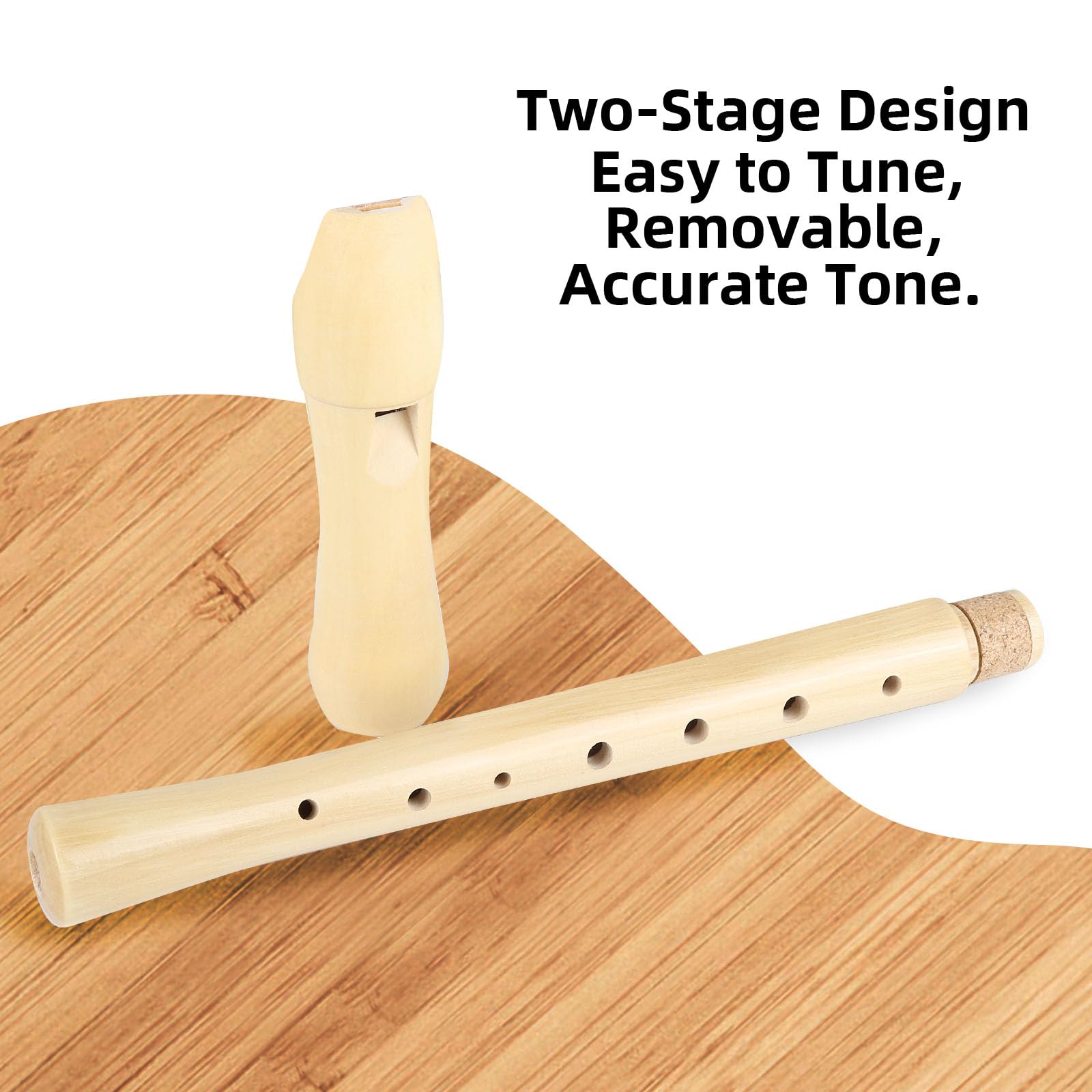 Mr.Power Maple Wooden Soprano Recorder, C Key German Style Fingering 8 Holes 2 Piece School-Approved Musical Instrument Pupil Student Educational (Wood Color)