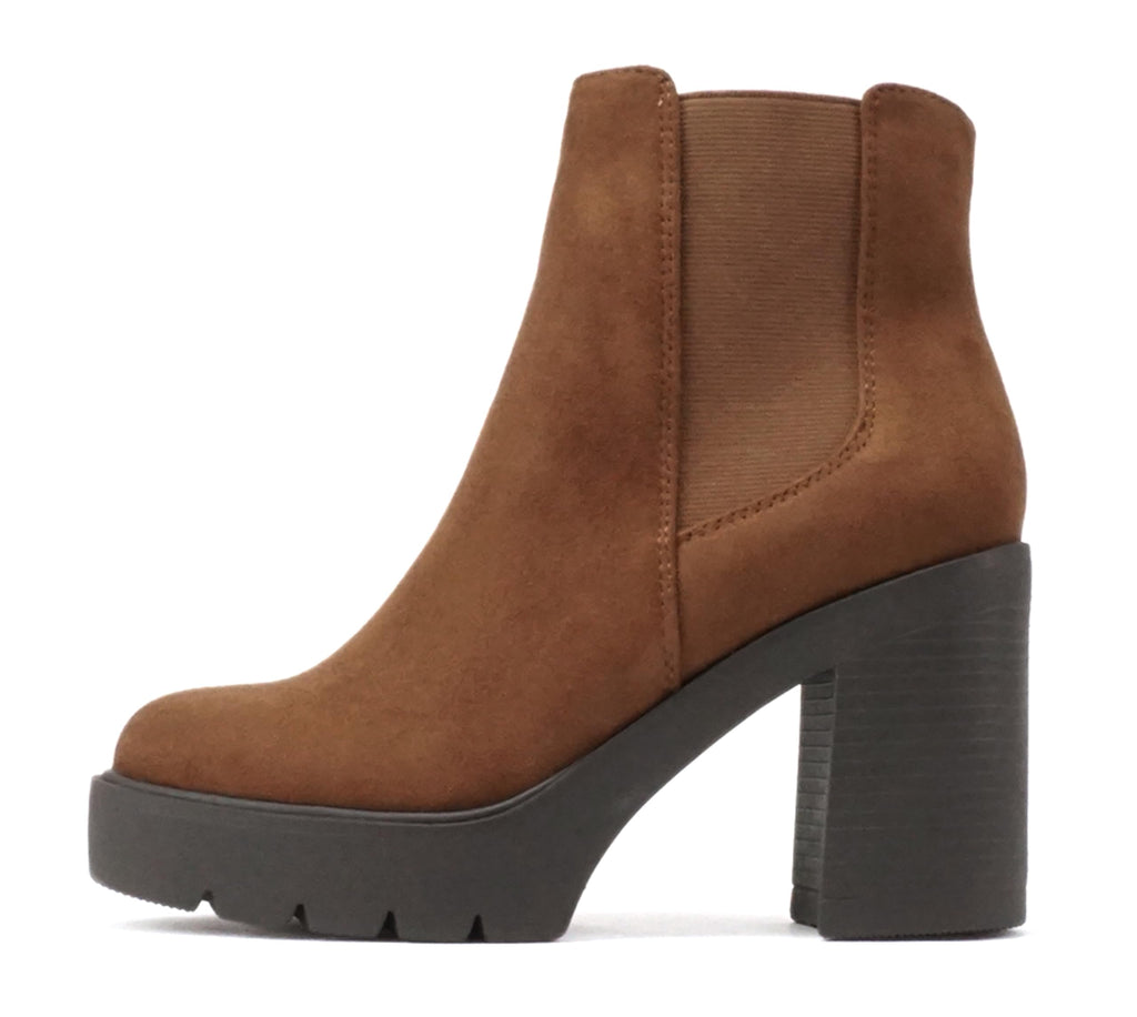 Soda EDITOR ~ Women Lug Sole High Heel Chelsea Fashion Ankle Boot w/Double Elastic Gore