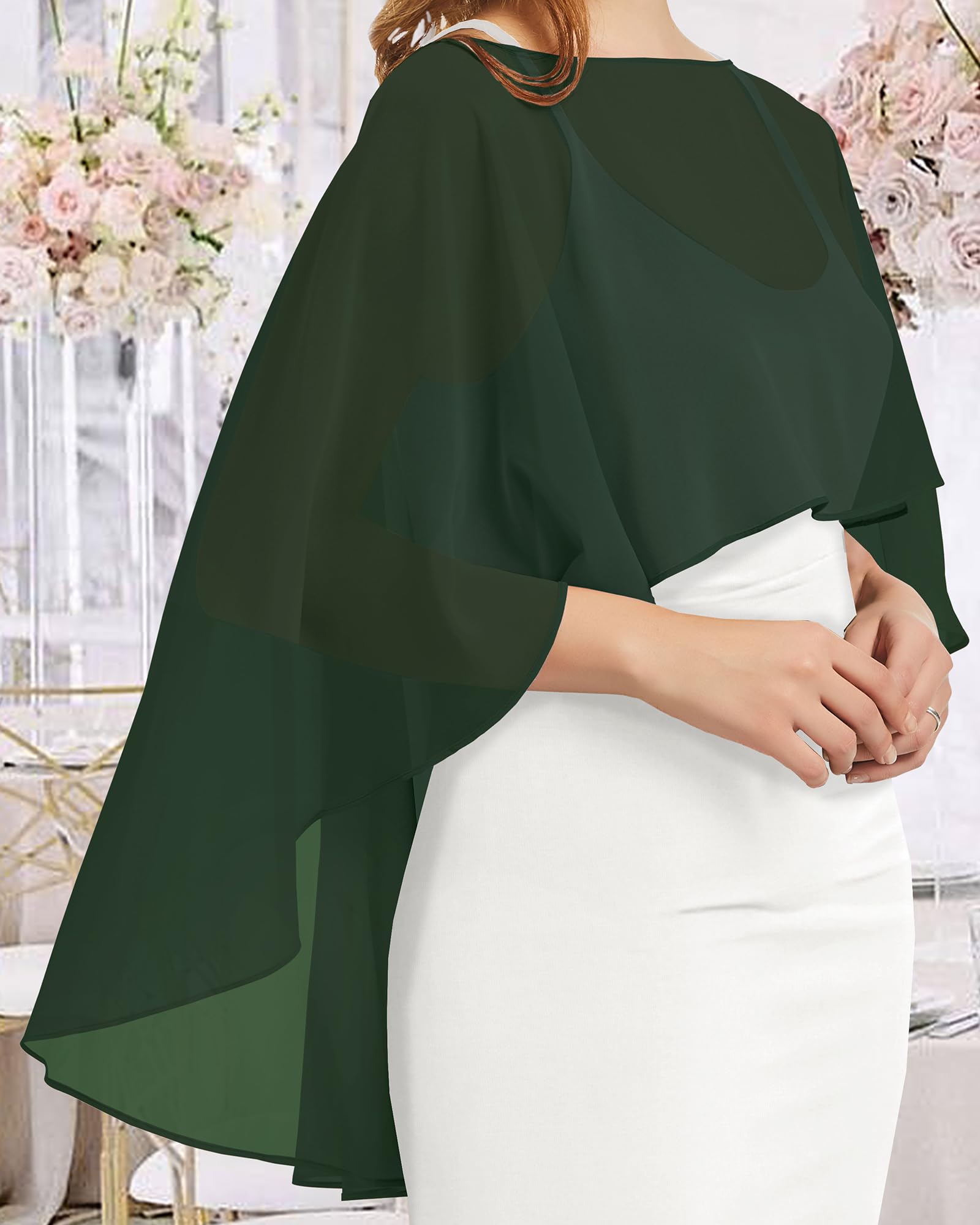 Womens Capelets Shawls and Wraps for Evening Dress Chiffon Capes Wedding Cover Up
