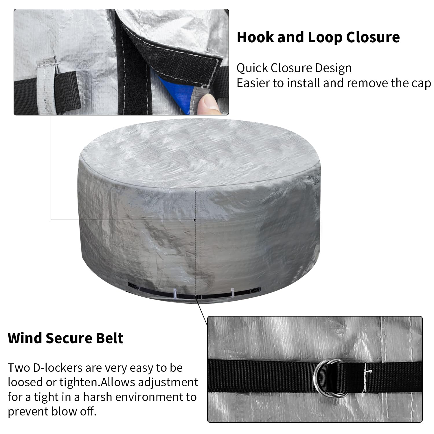 Round Hot Tub Cover Outdoor Waterproof Spa Cover Cap(83''x 20'') 600D Heavy Duty Polyester Hot Tub Cover Protector(Brown)