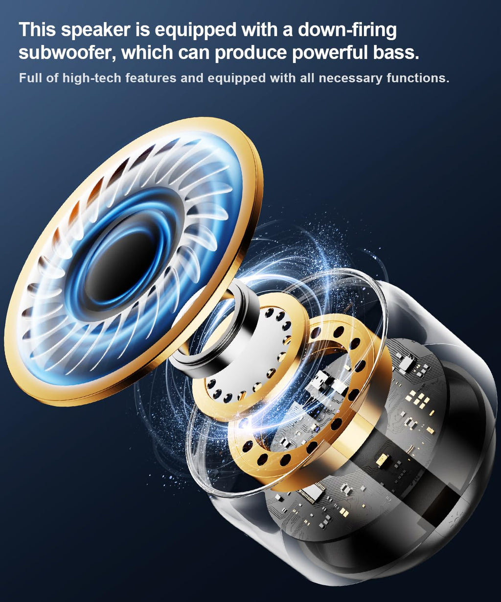 Mini Portable Bluetooth Speaker, TWS Pairing Bass LED Lights, Rechargeable | Long Playtime, Stereo Sound, BT 5.3, Home & Outdoor, AUX Input, TF Card, Lanyard, Christmas Birthday Gifts for Men Women Kids