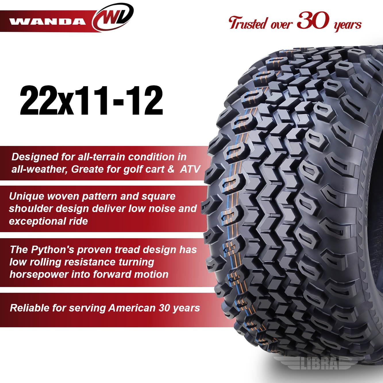 WANDA 18X9-10 Golf Cart ATV Tires 4 Ply 18X9x10 -Set 4-14050
