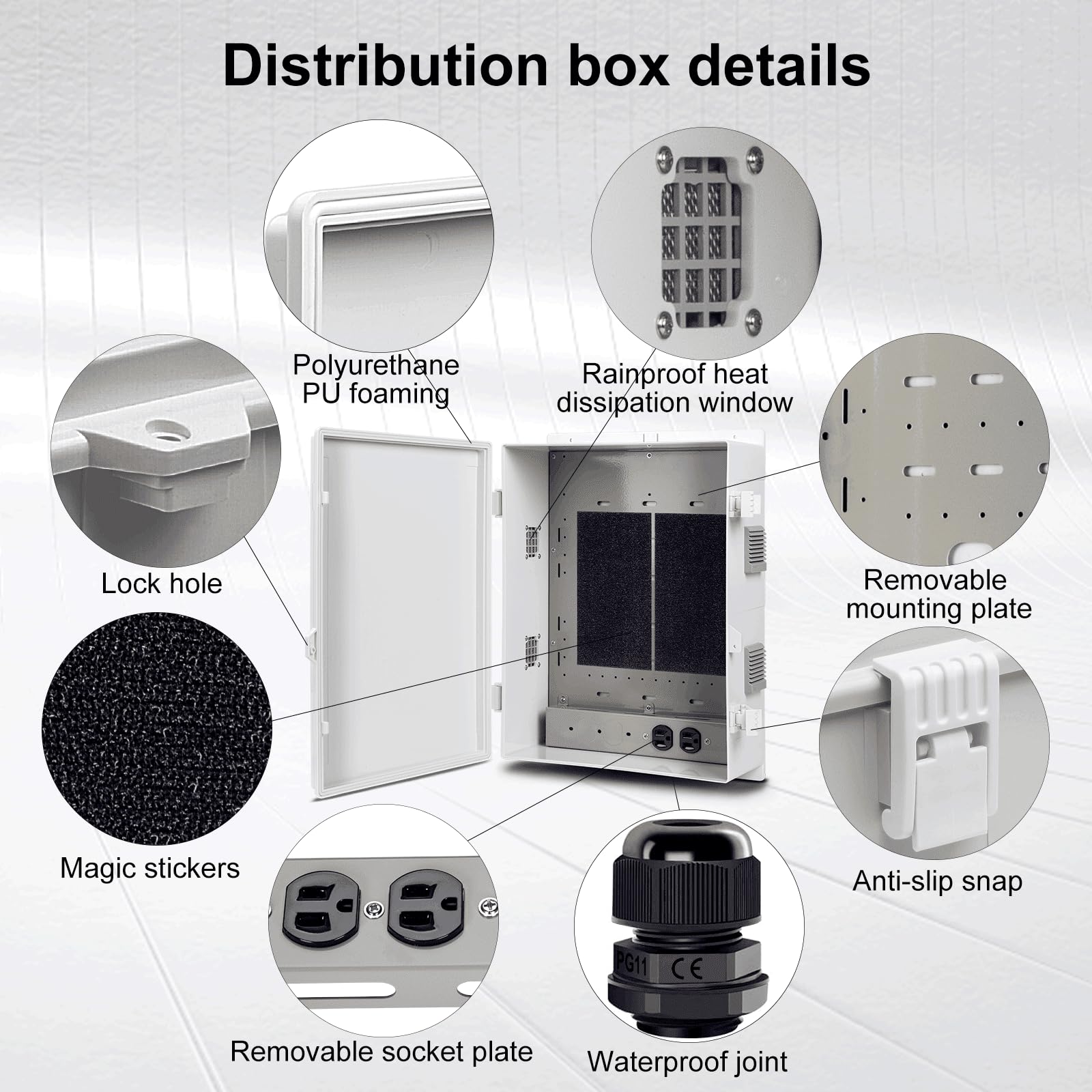 Namunanee Outdoor Electrical Junction Box, ABS Water Resistant Enclosure with Internal Mounting Panel & Hinged Cover, 9.2" H* 7" L* 4.6" W