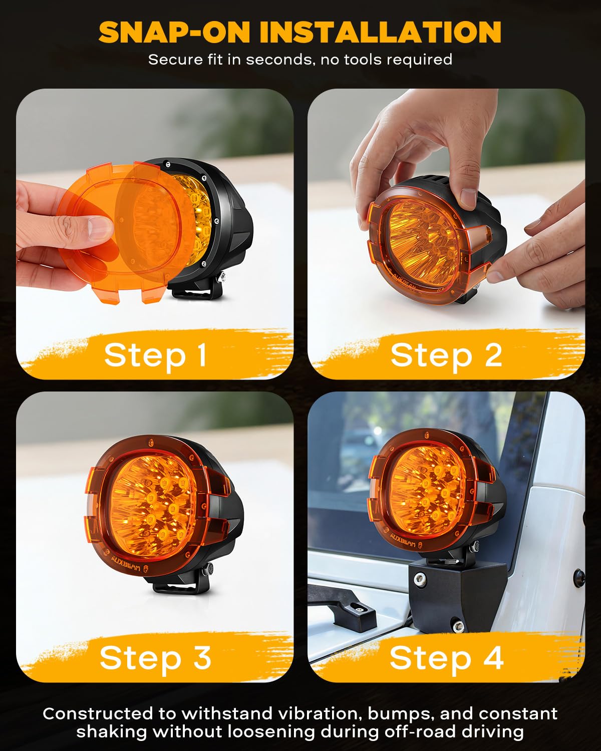 Auxbeam P4 Series Flood Beam LED Pods 4 Inch 90W Round Offroad Fog Lights Driving Flood Light Bar Bumper A-Pillar Hood Mount for Trucks ATV UTV Motorcycle Jeep