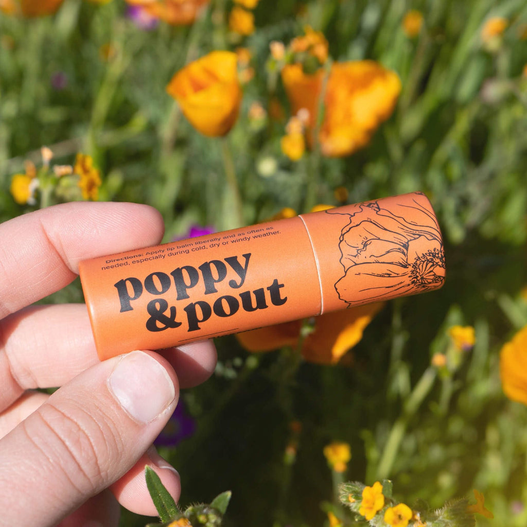 Poppy & Pout Blood Orange Mint Jumbo Lip Balm | All Natural Lip Balms & Moisturizers | Hydrates with Beeswax, Vitamin E, Organic Coconut Oil | Cruelty-Free | Lip Balm in Recyclable Cardboard Tube