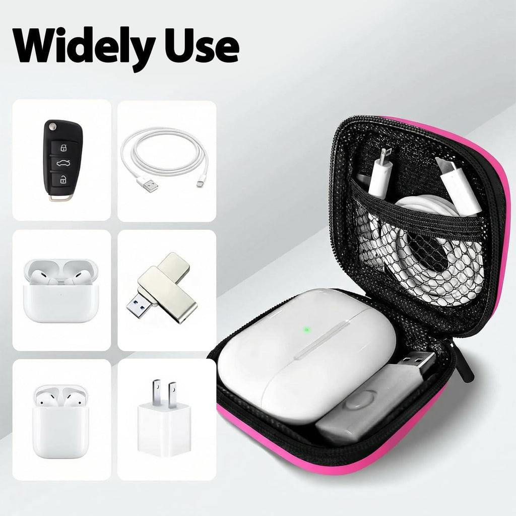 2Pack Oval Earbud Case Portable EVA Carrying Case Storage Bag Cell Phone Accessories Organizer with Carabiner for Earphone, Earbud, Earpieces, SD Memory Card, Camera Chips, Black/Purple