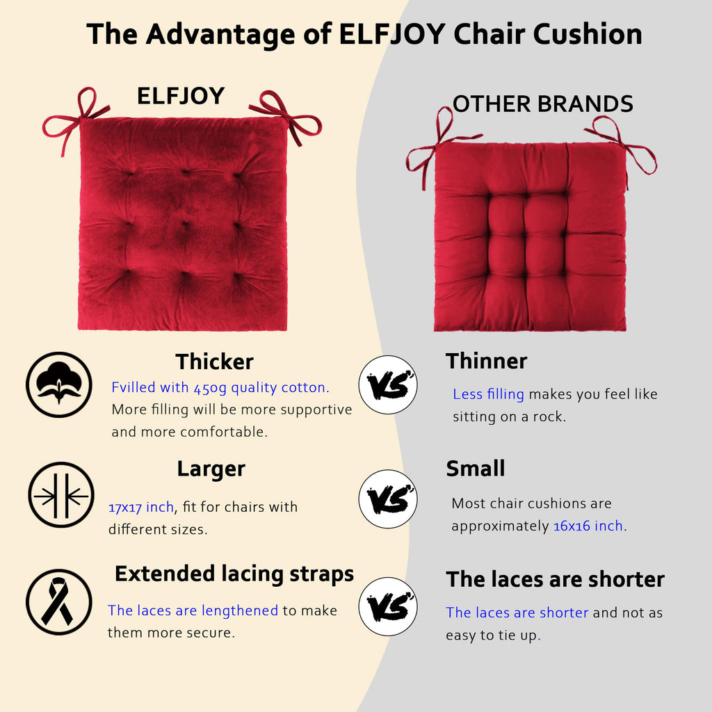 ELFJOY Rocking Chair Cushion Large Rocking Chair Pads with Ties Premium Tufted High Back and Seat Cushion 2 Piece Set Black