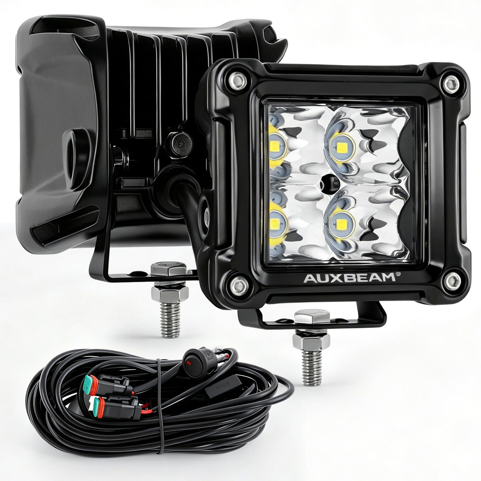 Auxbeam FA Series 3 Inch LED Cubes with DRL 2 Modes Spot Beam Offroad Lights 20W Driving Spotlights A-Pillar Ditch Lights for 4x4 Truck Car ATV Motorcycle, Pair