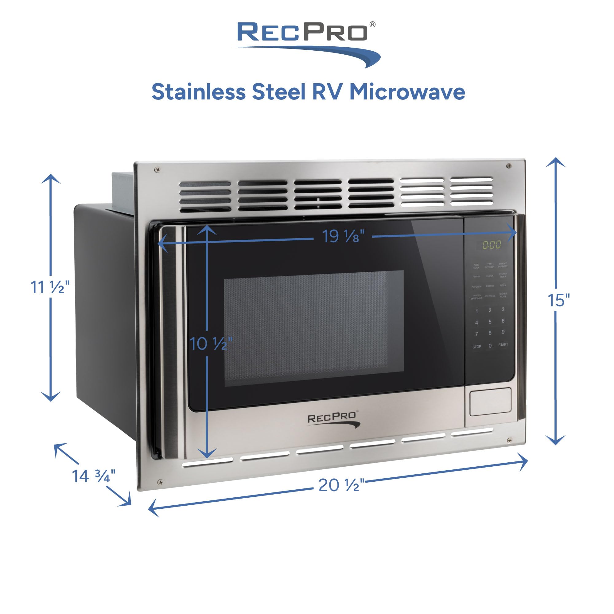 RecPro RV Microwave with Trim Kit | 1.0 Cu. Ft. | 900W | Direct replacement for Greystone and High Pointe (Black)
