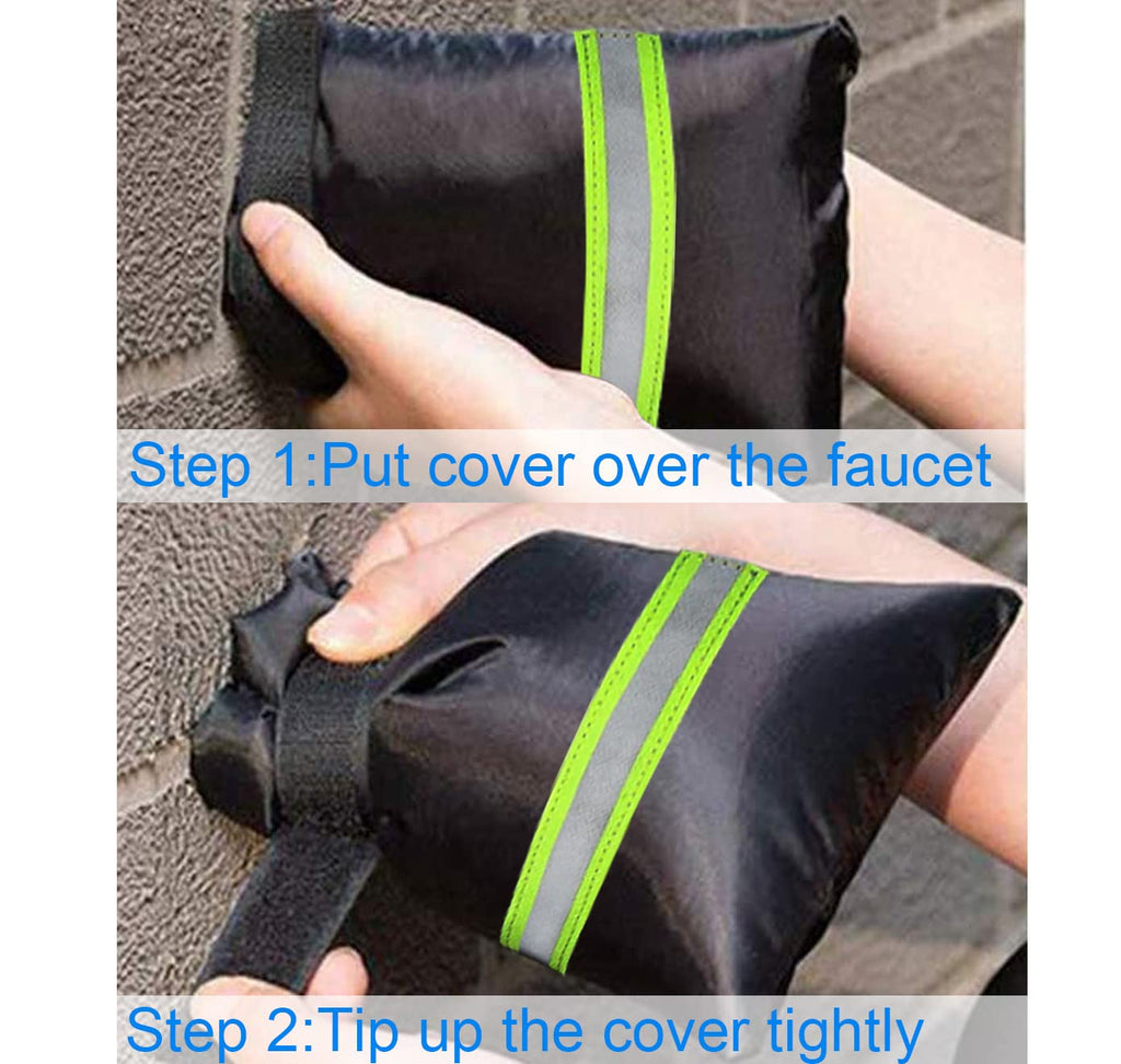 Outdoor Faucet Covers for Winter Freeze Protection, Upgraded Thicken 8.5" H x 6.1" W Outside Garden Faucet Socks for Winter Waterproof Reusable Hose Bibs Insulated Spigot Cover, 2 Pack Black
