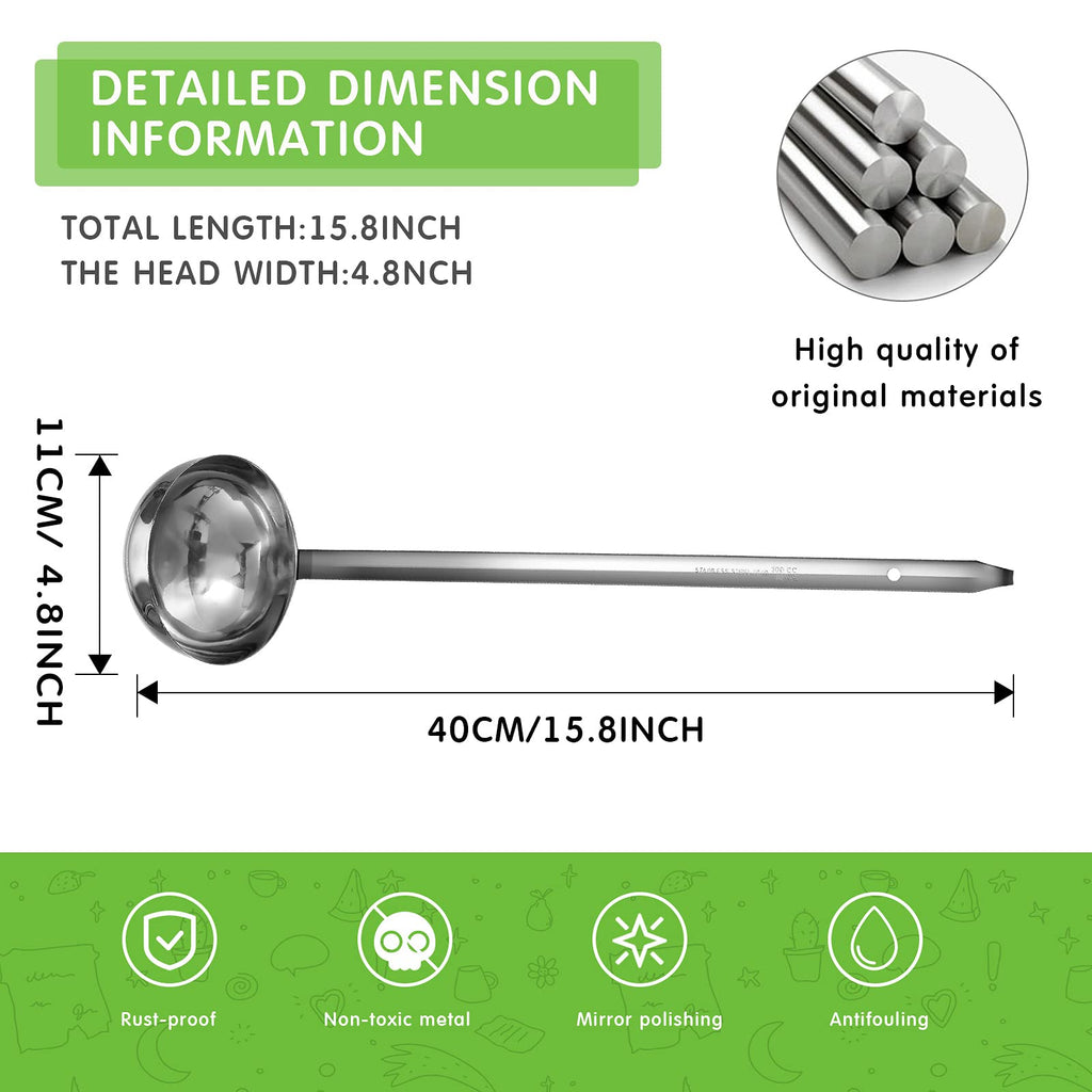 meekoo 1 Pieces Stainless Steel Ladle Soup Handle Ladle with Pouring Rim for Kitchen Cooking Soup Sauce (1 oz)