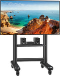TVON Mobile TV Stand for 50-98 Inch LED LCD OLED 4K Flat/Curved Screen TV Max VESA 800x600mm, Outdoor TV Stand with Height Adjustable and Large Shelf, Floor TV Stand with Wheels Holds up to 150 Lbs