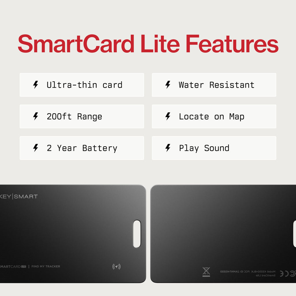 KeySmart SmartCard Lite Wallet Tracker Card, Compatible with Apple Find My App, Non-Rechargeable 2 Years Battery, Thin GPS Item Finder for Luggage Tag, Smart Bluetooth Tracking, Waterproof - 1 Pack