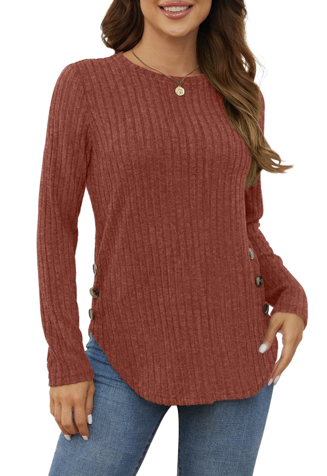 Yincro Women's Long Sleeve Fall Sweaters 2026 Lightweight Casual Crewneck Tunic Tops