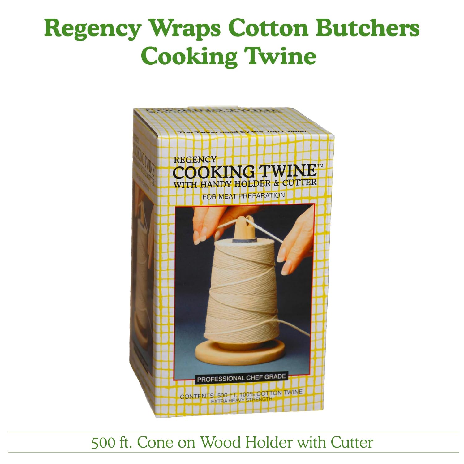 Regency Wraps Butchers Cooking Twine, Heavy Duty, 500ft,16 Ply, 2.4mm, Food-Safe Cotton Kitchen String for Turkey Trussing, Meat Prep, Crafting, Natural, Pack of 1