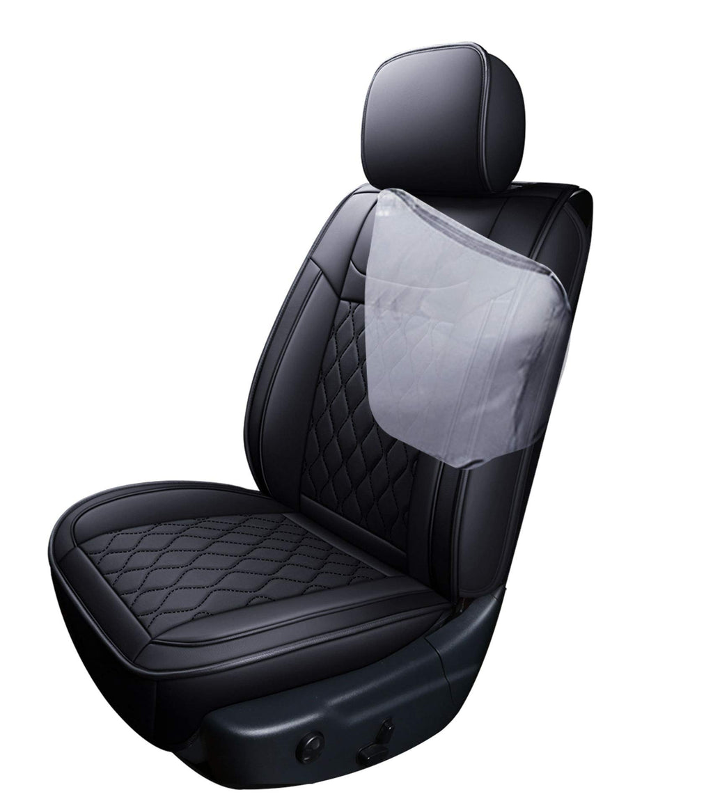 Huidasource Grand Cherokee Seat Covers, 2 Pieces Waterproof Leather Customized Car Seat Cushion Covers Protectors Compatible with Jeep Grand Cherokee 2011-2022 (2Pcs Front/Black)