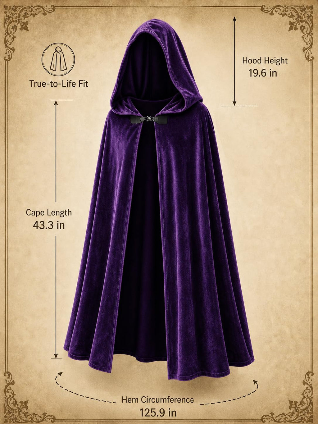 JEGERMIG Medieval Hooded Cloak Halloween Renaissance Costume