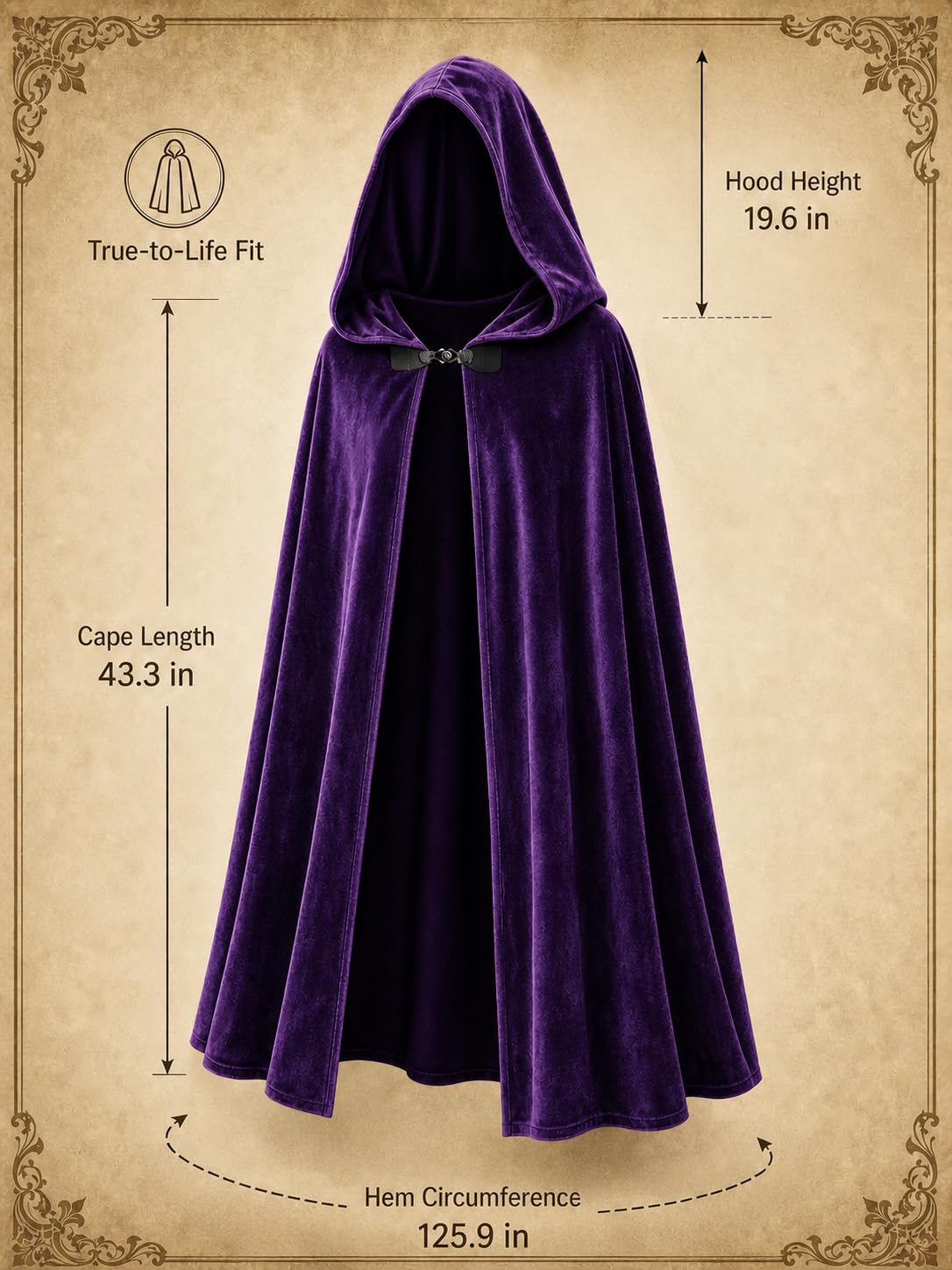 JEGERMIG Medieval Hooded Cloak Halloween Renaissance Costume