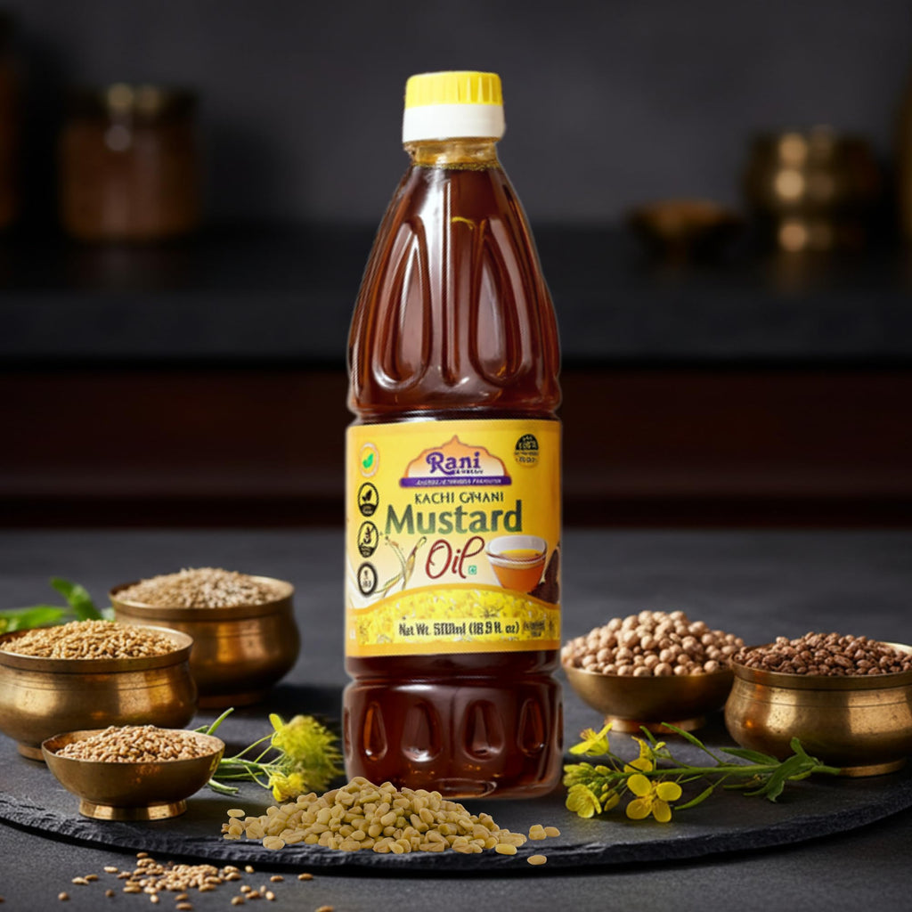 Rani Premium Oils Combo Set of 3 - Peanut Oil, Mustard Oil, Sesame Oil 16.9 Ounce (500ml) ~ Cold Pressed | 100% Natural | Kosher | NON-GMO | Vegan | Gluten Free