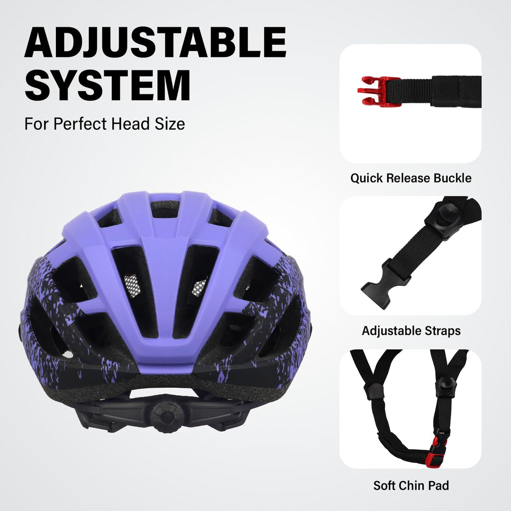 Youth Adult Road Bike Helmet, Men Women Adjustable Mountain Bicycle Helmet with Detachable Visor, 2 Sizes for Age 8-14+ Youth, Kids, Adult