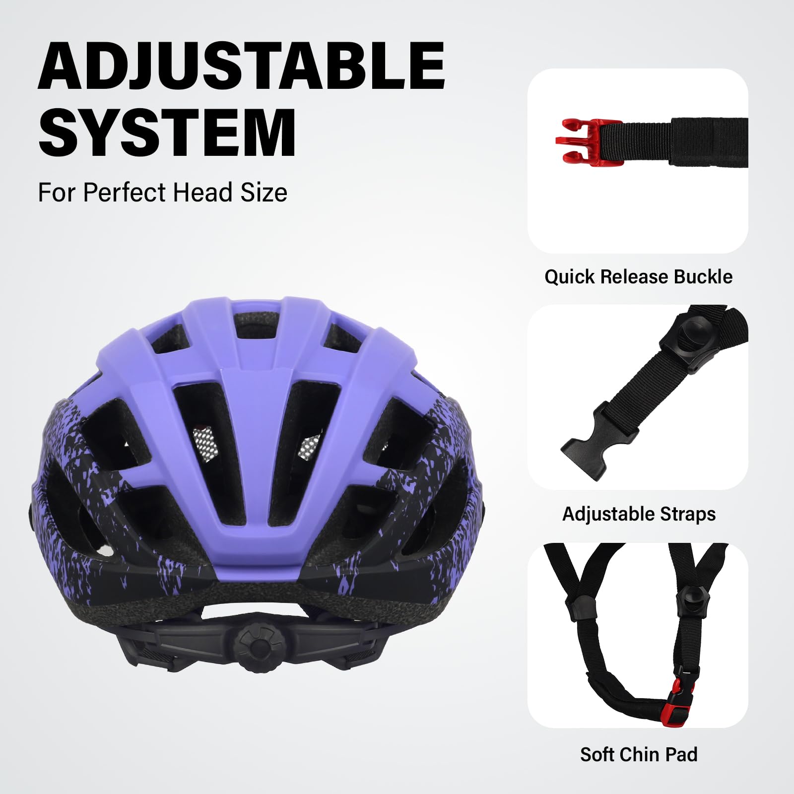 Youth Adult Road Bike Helmet, Men Women Adjustable Mountain Bicycle Helmet with Detachable Visor, 2 Sizes for Age 8-14+ Youth, Kids, Adult