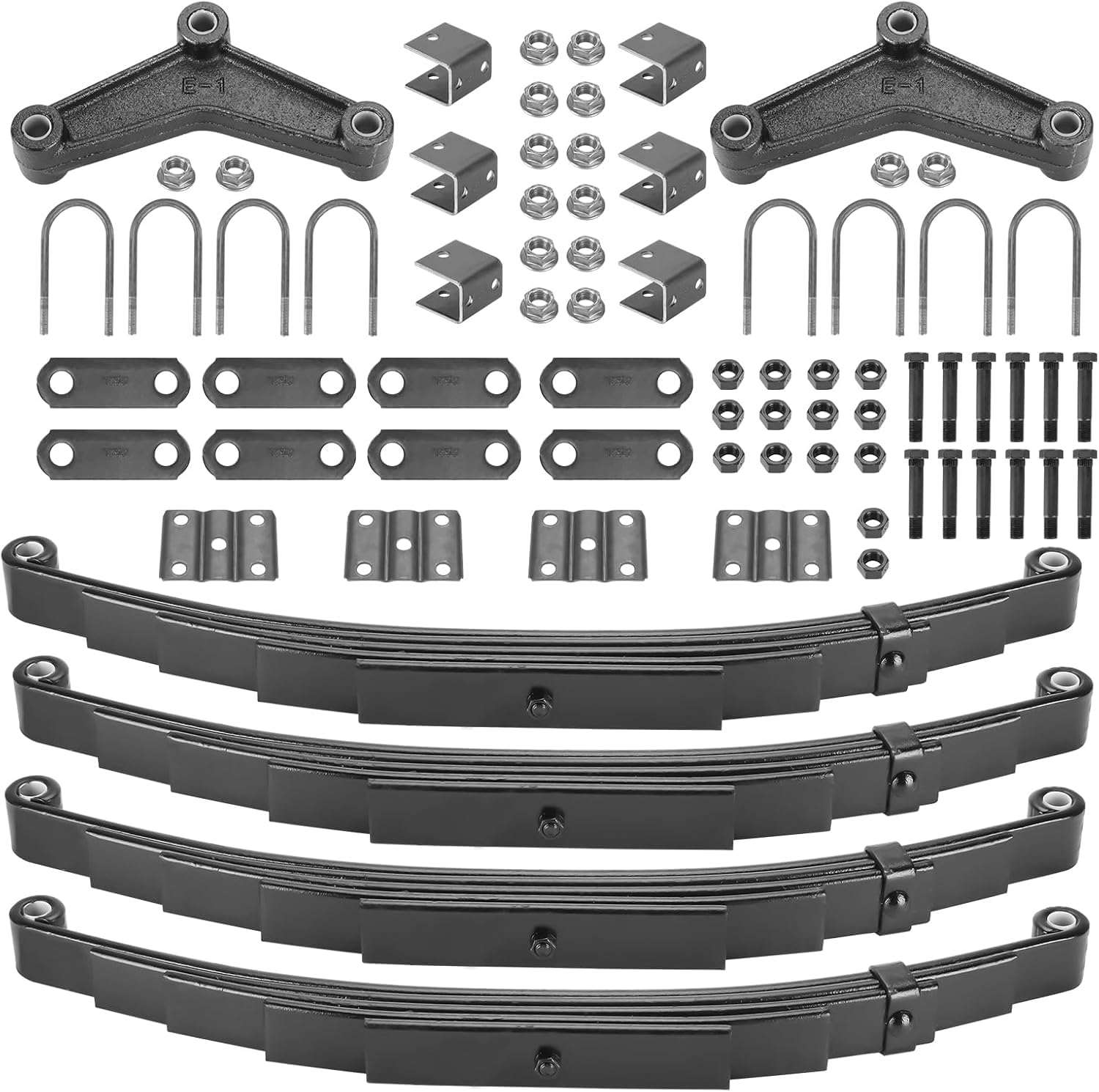 2 Pieces of Replacement for SW4B 4 Leaf Trailer Leaf Spring, 3500lb Single Trailer Axle Suspension Kit, 25-1/4" Length with 1750lb Capacity Double Eyes Leaf Springs and U-Bolt