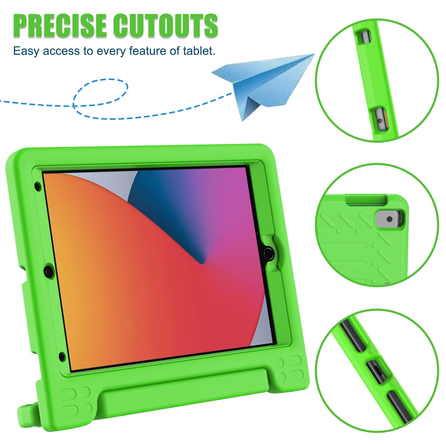 AVAWO Kids Case for iPad 10.2" 9th & 8th & 7th Generation, iPad 10.2 2021/2020/2019 Case with Built-in Screen Protector, Light Weight Shock Proof Handle Stand Friendly Cover for iPad 10.2" - Black