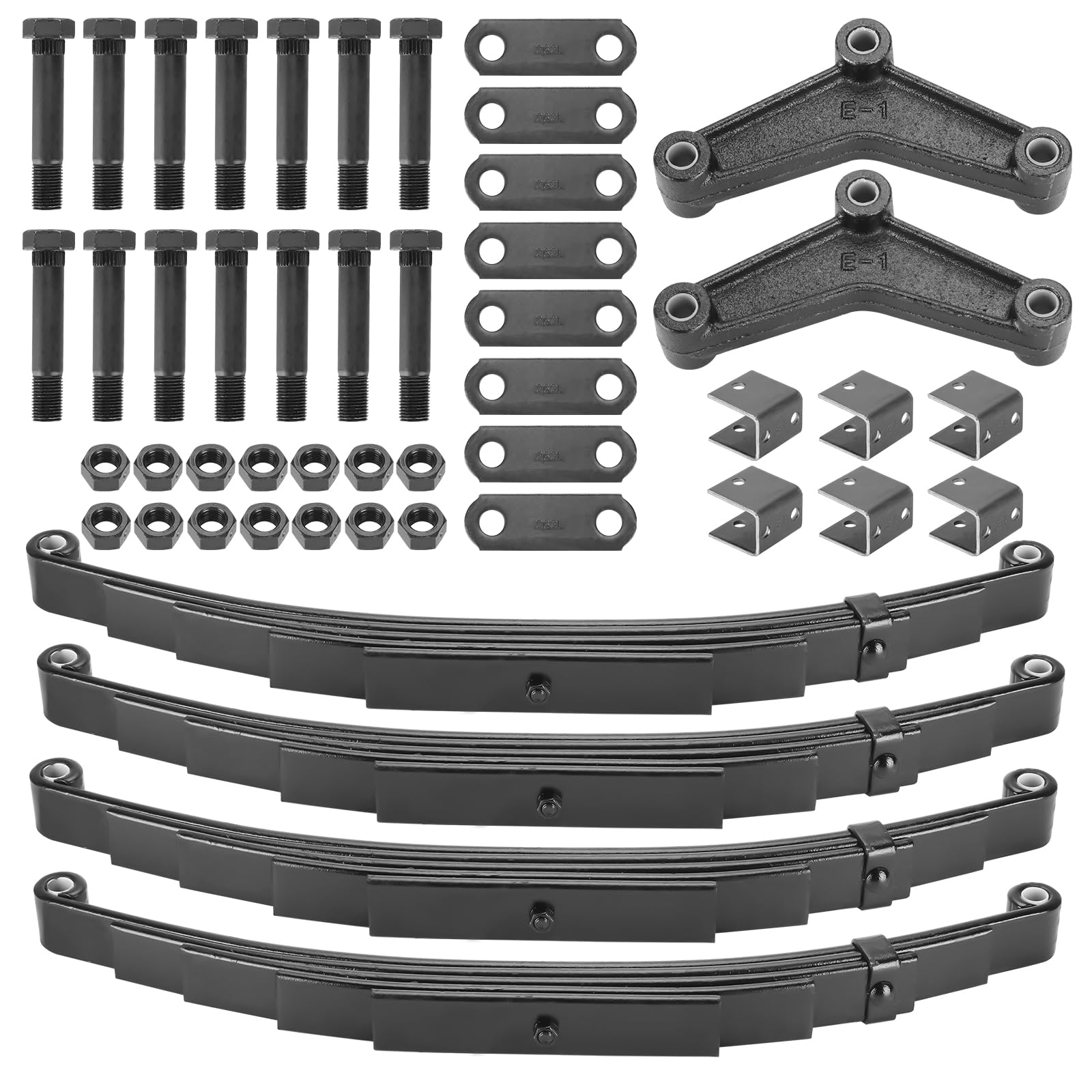 2 Pieces of Replacement for SW4B 4 Leaf Trailer Leaf Spring, 3500lb Single Trailer Axle Suspension Kit, 25-1/4" Length with 1750lb Capacity Double Eyes Leaf Springs and U-Bolt