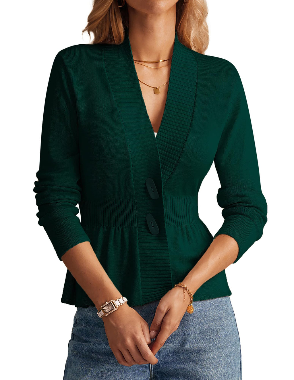 GRACE KARIN Women Cardigan Sweaters 2025 Fall,Long Sleeve Cropped Sweater Coat Trendy,Button Front Peplum Tops Lightweight