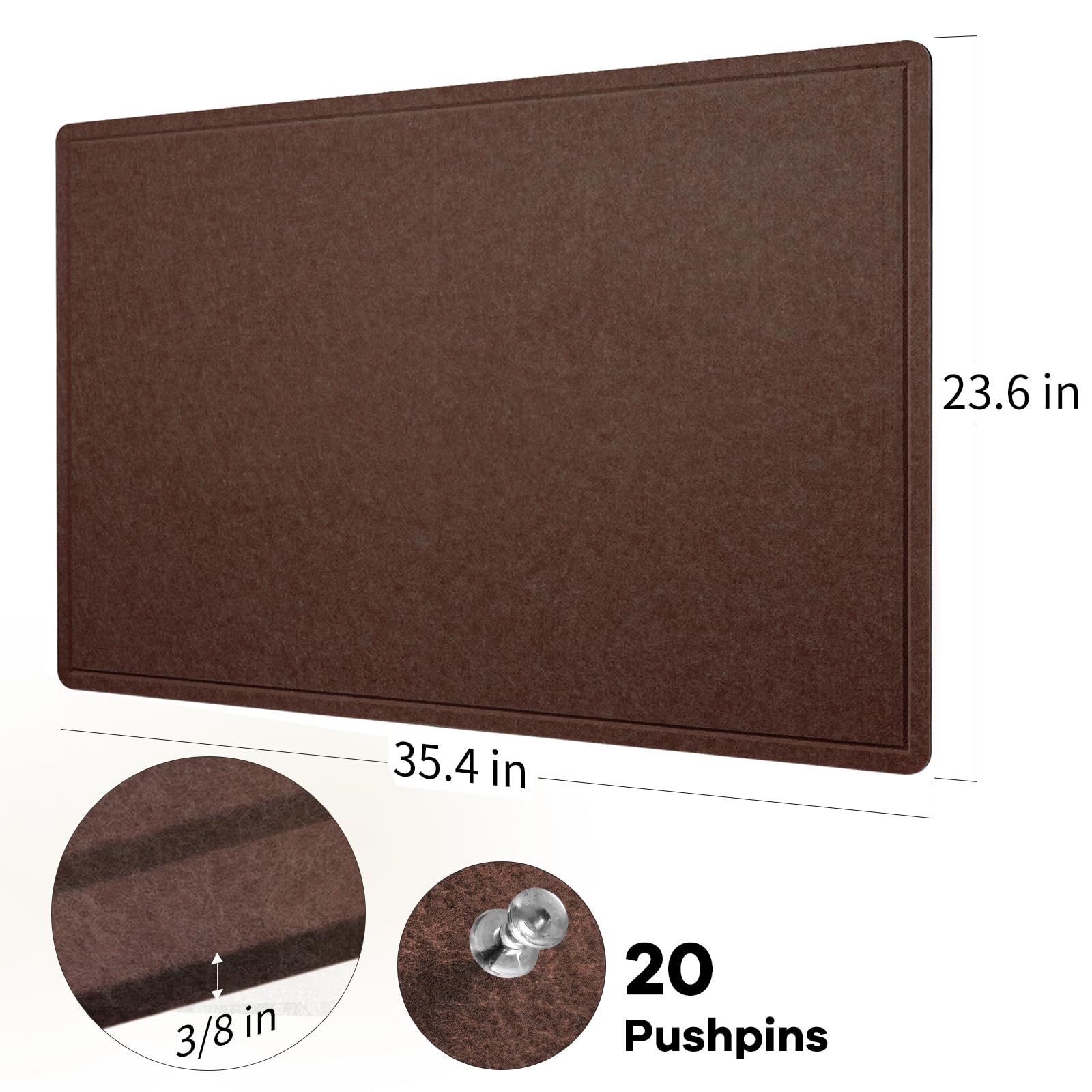 Lightomorrow Bulletin Board, 24 x 18 inches Decorative Felt Pin Board, Vision Board Cork Board Alternative for Wall, Foldable Photo Board Self-Adhesive Vision Board Mood Board with 20 Pushpins - Black
