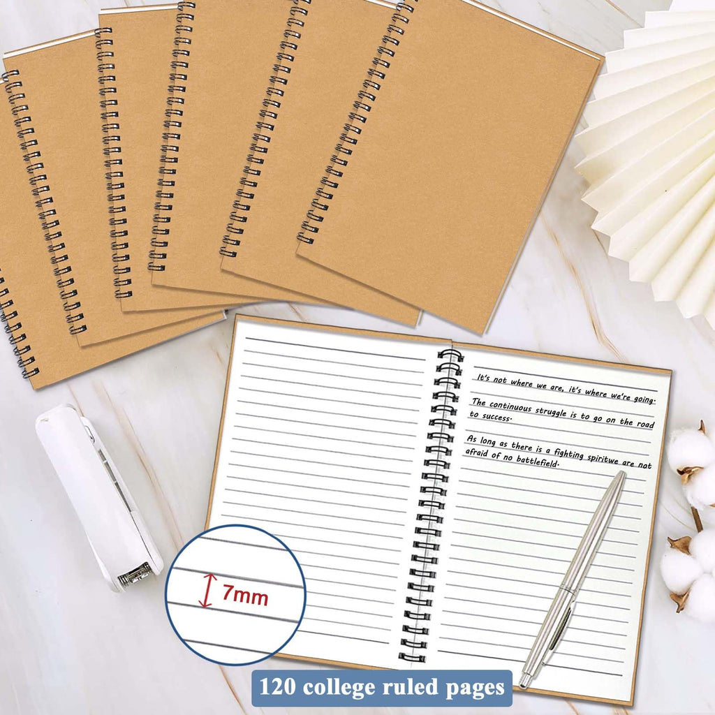 4Pack Small Spiral Notebook A5, 8.25x5.5” 120 Lined Pages Black & Red Wide Ruled Spiral Journal Bulk Blank Kraft Cover Spiral Bound Notebook & Writing Pads for Home Office Meeting Work Note Taking