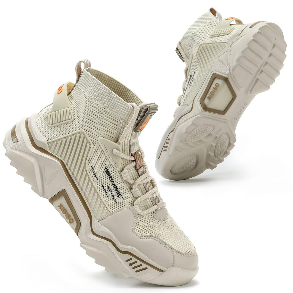 SANNAX Fashion Shoes for Mens High Top Casual Walking Shoes Non Slip Breathable Mesh Lightweight Sneakers