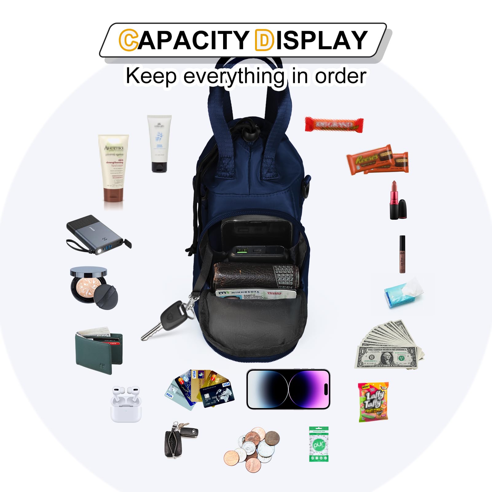 Water Bottle Holder with Strap, 32oz 40oz Insulated Crossbody Water Bottle Carrier Sling Bag with Phone Pocket for Walking/Hiking/Travel/Gym